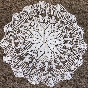 Handmade Round Crochet Lace Doily - White